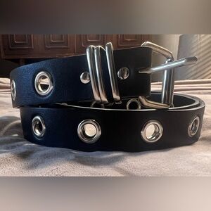Women's Black Belt with Silver Eyelets